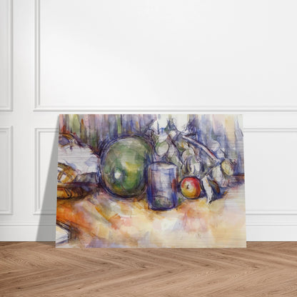 Still Life with Green Melon - Paul Cézanne Brushed Aluminum Print - 70x100 cm / 28x40 inches | Paul Cézanne Aluminum Print | Paul Cézanne Prints