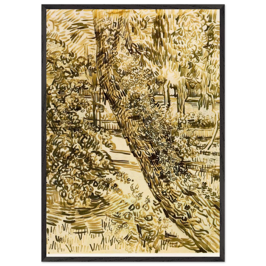 Tree with Ivy in the Asylum Garden - Vincent van Gogh 70x100 cm / 28x40 inches Framed Art Print – Black Wooden Frame