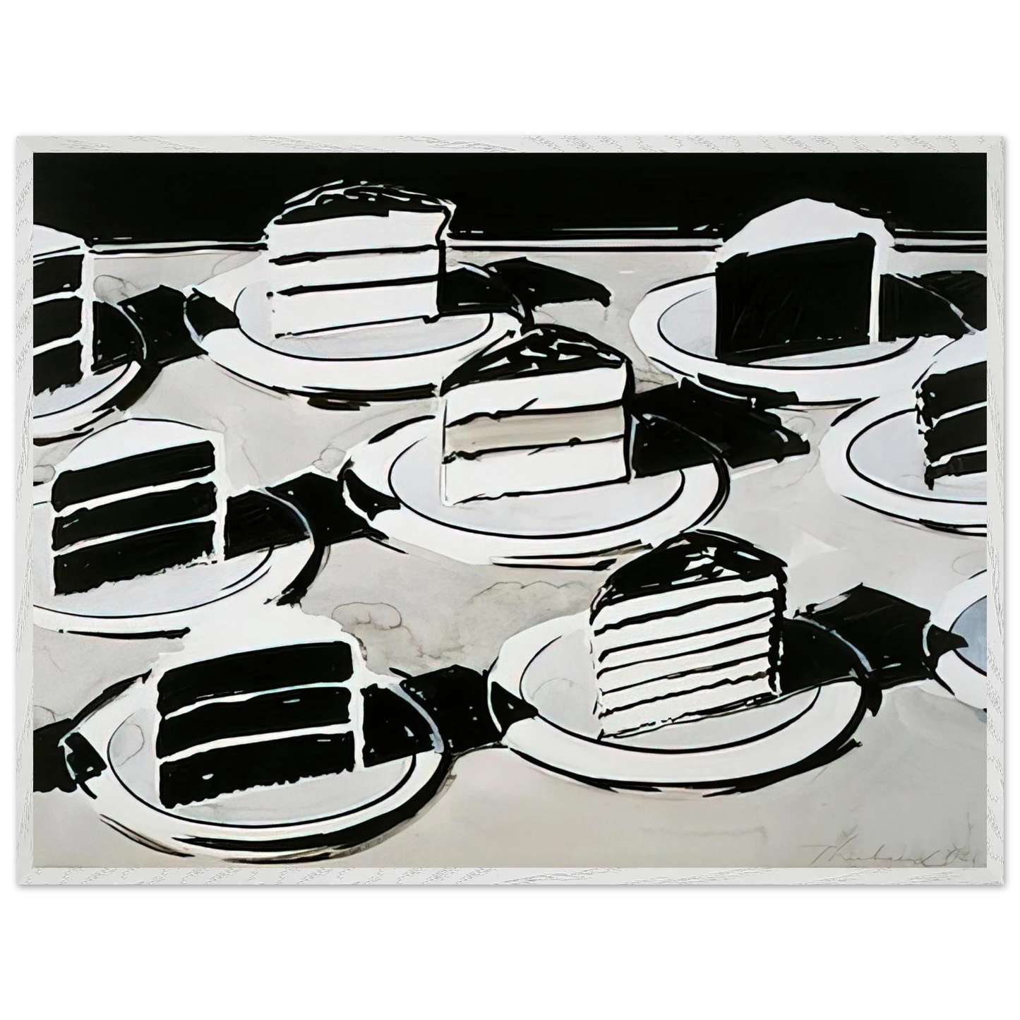 Wayne Thiebaud - Cake Slices - 1963 Wall Art - 21x29.7 cm / 8x12" - Premium Wooden Framed Poster With Fine Art Paper - Wood frame
