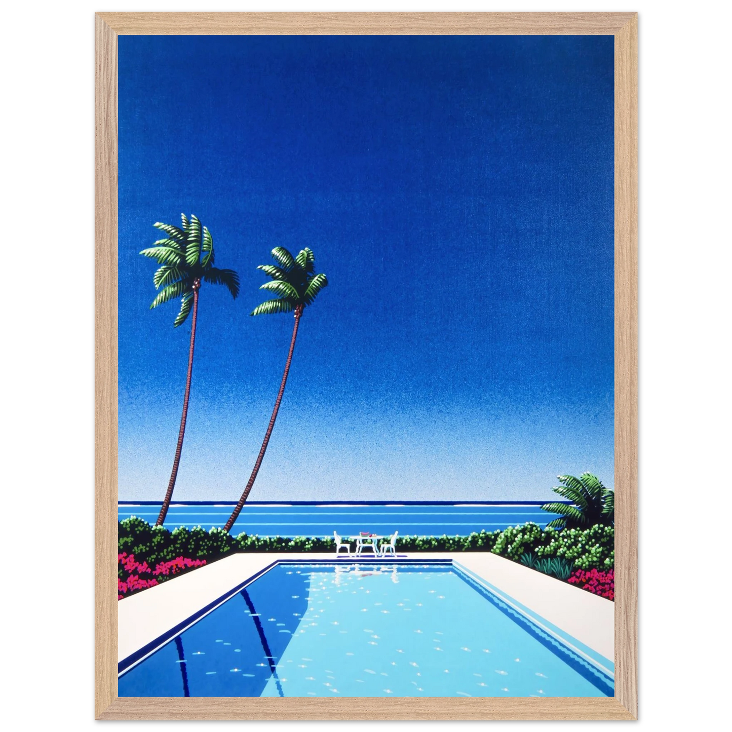 Hiroshi Nagai - Watermelon Pool Wall Art - 21x29.7 cm / 8x12" - Premium Wooden Framed Poster With Fine Art Paper - White frame