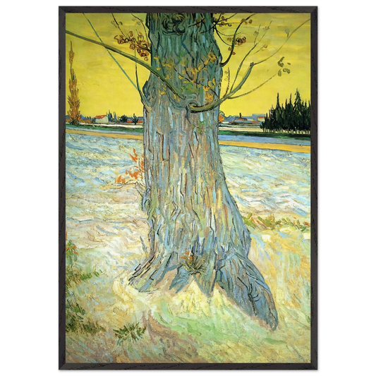 Trunk of an Old Yew Tree - Vincent van Gogh 70x100 cm / 28x40 inches Framed Art Print – Black Wooden Frame