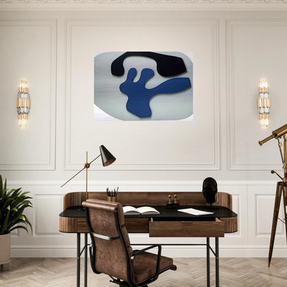 Overturned Blue Shoe With Two Heels Under a Black Vault - Jean Arp Brushed Aluminum Print - 70x100 cm / 28x40 inches | Jean Arp Aluminum Print | Jean Arp Prints