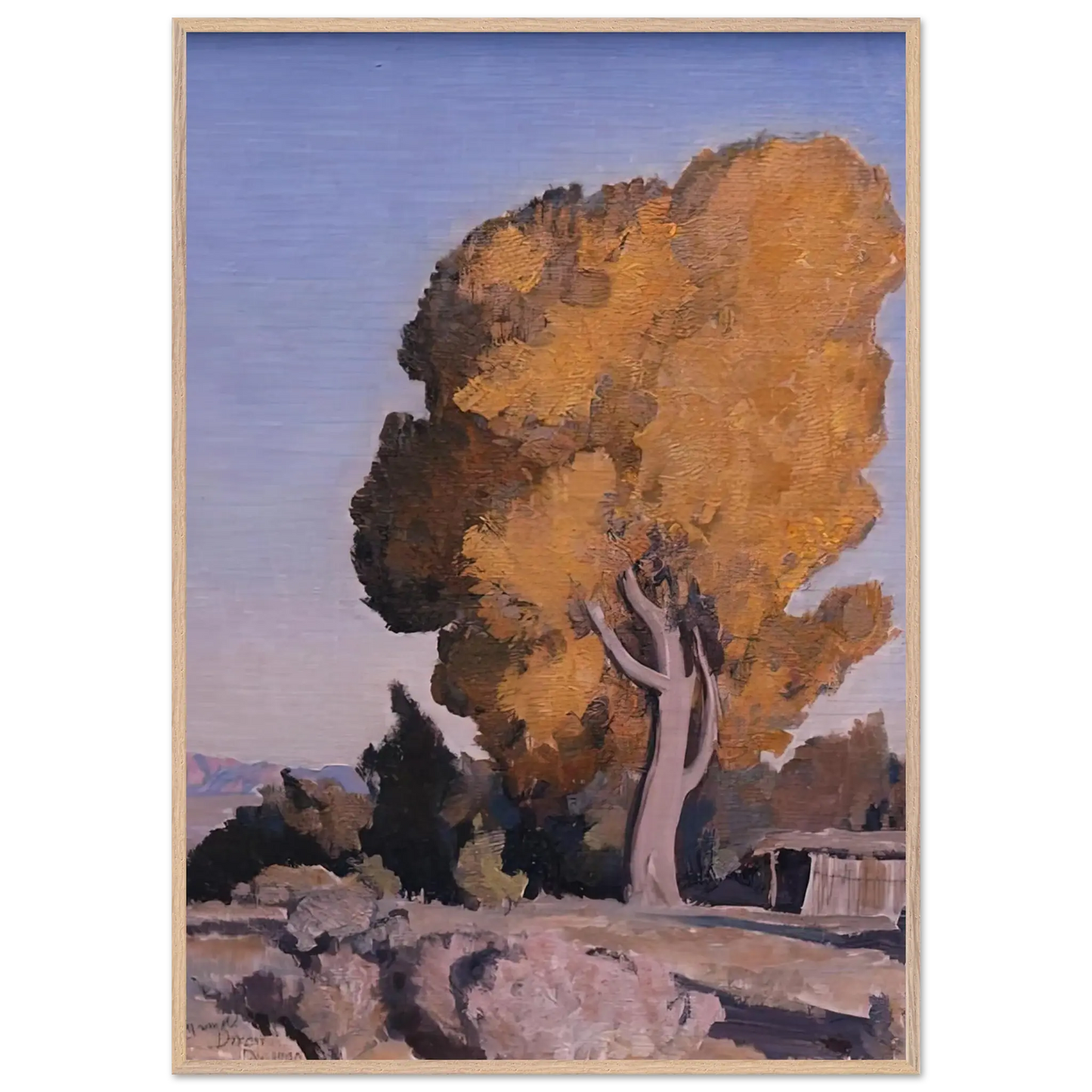 Maynard Dixon - LOW COUNTRY COTTONWOOD 1940 Wall art - 60x80 cm / 24x32 Inches - Premium Wooden Framed Poster With Fine Art Paper - Wood frame
