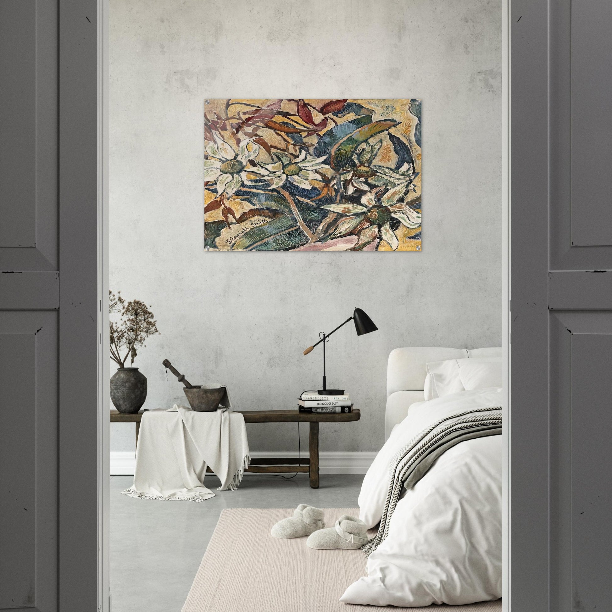 Flannel flowers and gum leaves - 1928 - Grace Cossington Smith Acrylic Print - 70x100 cm / 28x40″ inches | Grace Cossington Smith Wall Art | Grace Cossington Smith Prints