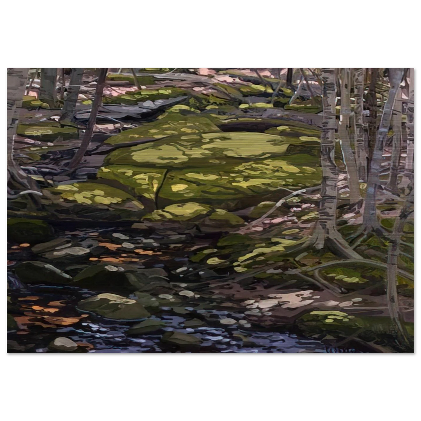 Light in Brook - Contemporary Realism - Neil Welliver Brushed Aluminum Print - 70x100 cm / 28x40 inches | Neil Welliver Aluminum Print | Neil Welliver Prints