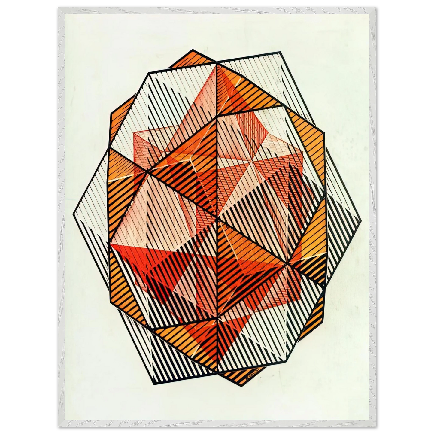MC Escher - FOUR REGULAR SOLIDS Wall Art - 21x29.7 cm / 8x12" - Premium Wooden Framed Poster With Fine Art Paper-canvas - Wood frame