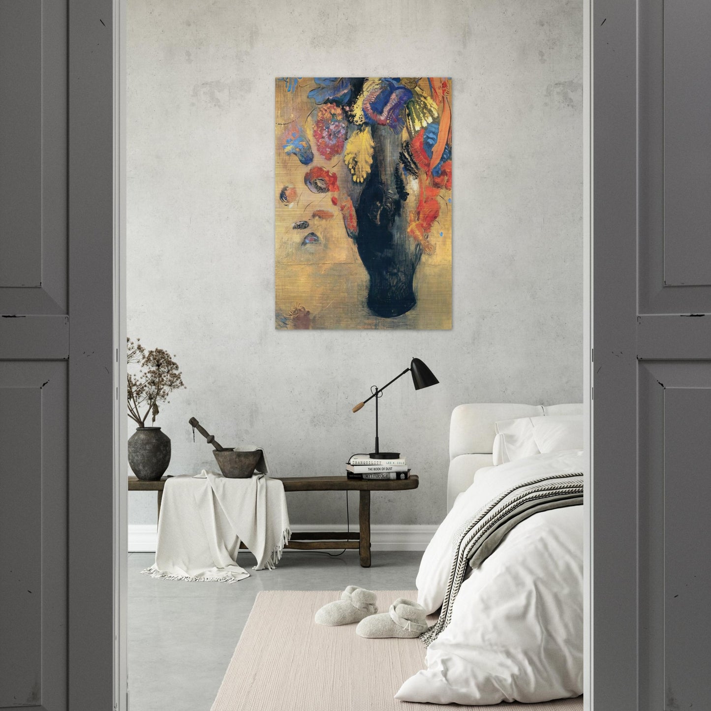 FLOWERS - Odilon Redon Brushed Aluminum Print - 70x100 cm / 28x40 inches | Odilon Redon Aluminum Print | Odilon Redon Prints
