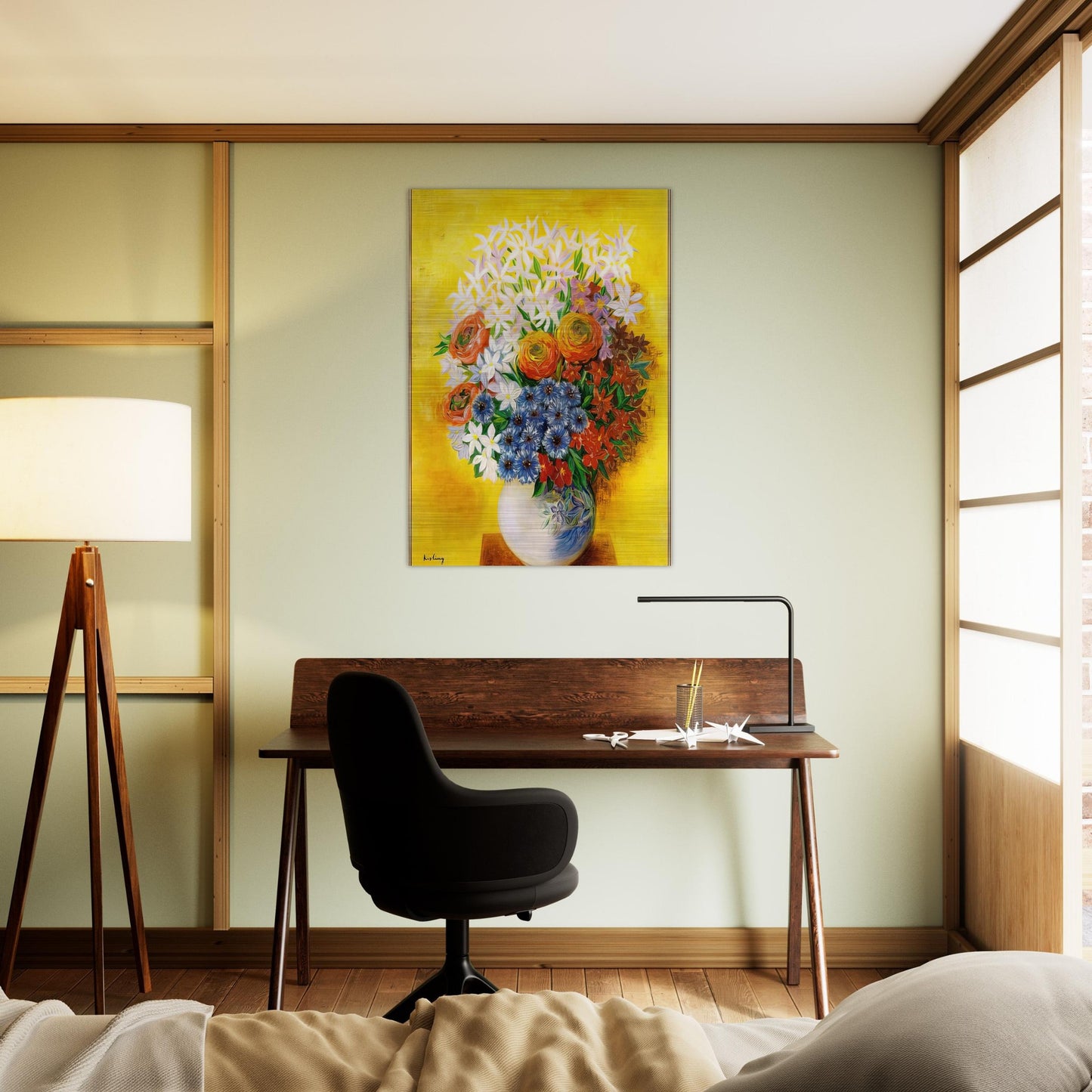 BOUQUET OF VARIOUS FLOWERS - Moise Kisling Brushed Aluminum Print - 70x100 cm / 28x40 inches | Moise Kisling Aluminum Print | Moise Kisling Prints