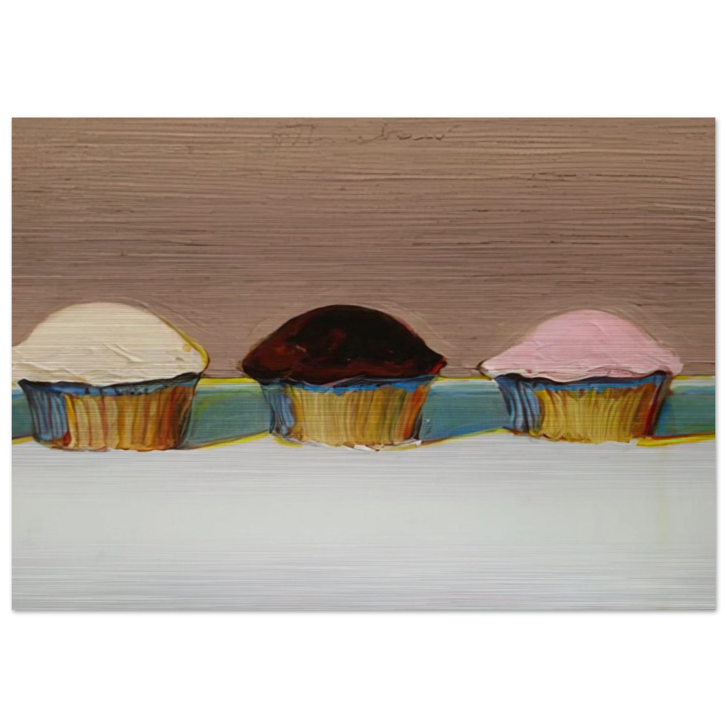 Neapolitan Cupcakes - 2008 - Wayne Thiebaud Brushed Aluminum Print - 70x100 cm / 28x40 inches | Wayne Thiebaud Aluminum Print | Wayne Thiebaud Prints