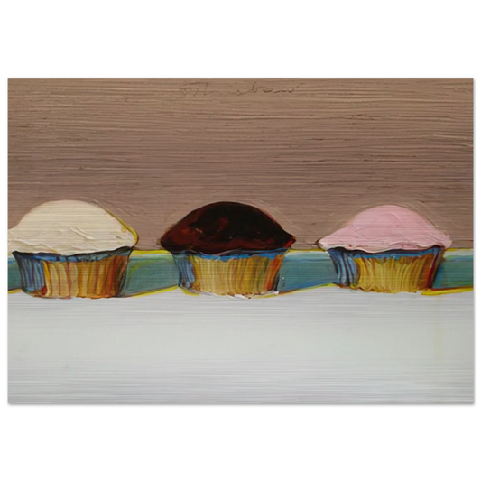 Neapolitan Cupcakes - 2008 - Wayne Thiebaud Brushed Aluminum Print - 70x100 cm / 28x40 inches | Wayne Thiebaud Aluminum Print | Wayne Thiebaud Prints