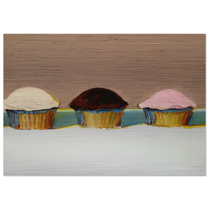 Neapolitan Cupcakes - 2008 - Wayne Thiebaud Brushed Aluminum Print - 70x100 cm / 28x40 inches | Wayne Thiebaud Aluminum Print | Wayne Thiebaud Prints