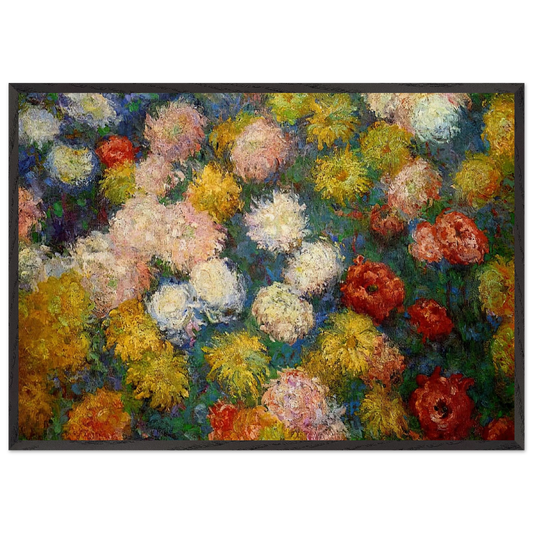 Chrysanthemums N1 - claude monet 70x100 cm / 28x40 inches Framed Art Print – Black Wooden Frame
