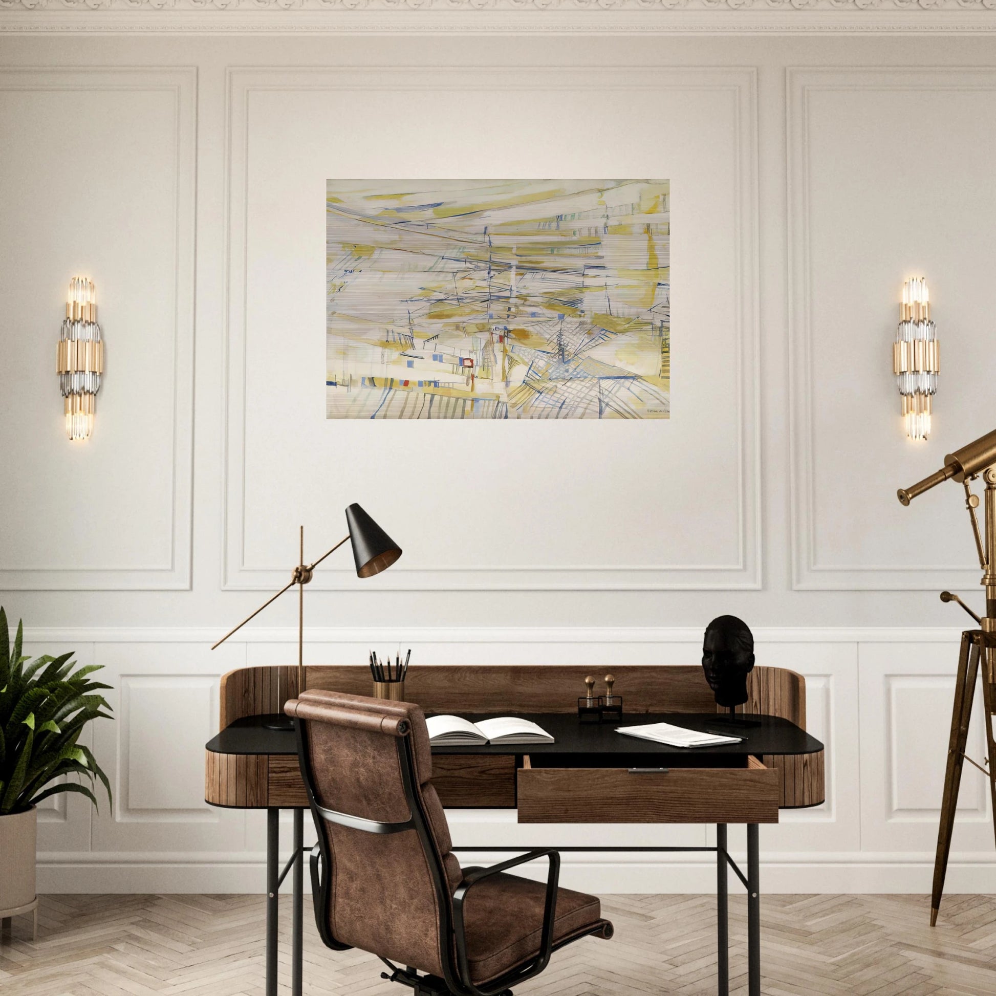 L`oranger - 1954 - Maria Helena Vieira da Silva Brushed Aluminum Print - 70x100 cm / 28x40 inches | Maria Helena Vieira da Silva Aluminum Print | Maria Helena Vieira da Silva Prints