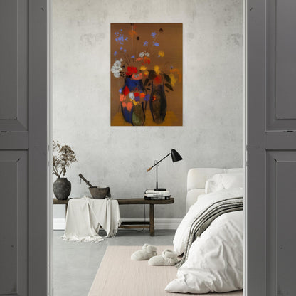 THREE VASES OF FLOWERS - Odilon Redon Brushed Aluminum Print - 70x100 cm / 28x40 inches | Odilon Redon Aluminum Print | Odilon Redon Prints
