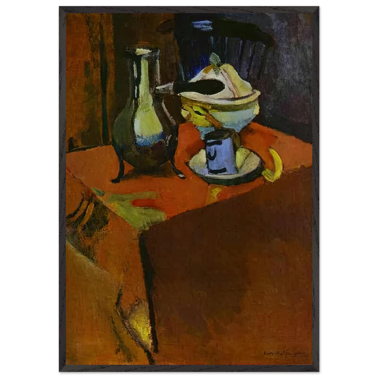 DISHES ON A TABLE 1900 - Henri Matisse 70x100 cm / 28x40 inches Framed Art Print – Black Wooden Frame