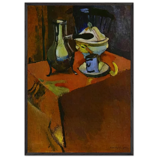 DISHES ON A TABLE 1900 - Henri Matisse 70x100 cm / 28x40 inches Framed Art Print – Black Wooden Frame