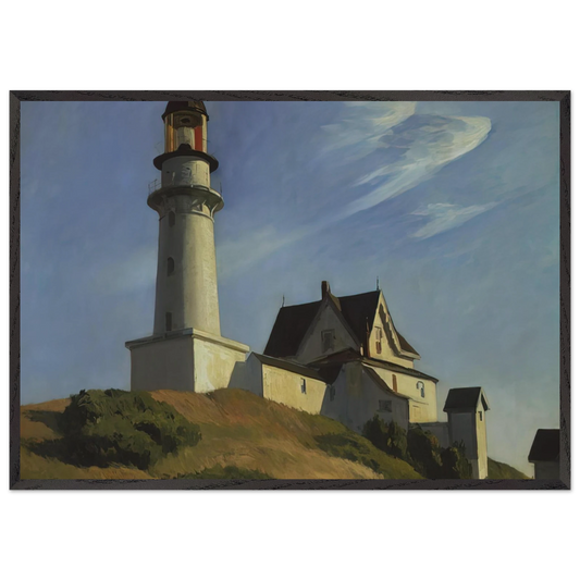 Lighthouse at Two Lights - Edward Hopper 70x100 cm / 28x40 inches Framed Art Print – Black Wooden Frame
