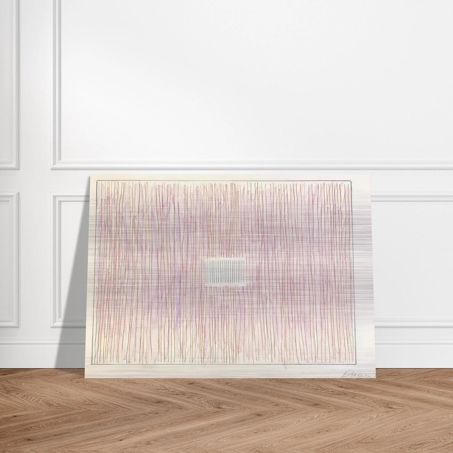 Untitled Pink Stripes-Gray Box - 1976 - Gene Davis Brushed Aluminum Print - 70x100 cm / 28x40 inches | Gene Davis Aluminum Print | Gene Davis Prints
