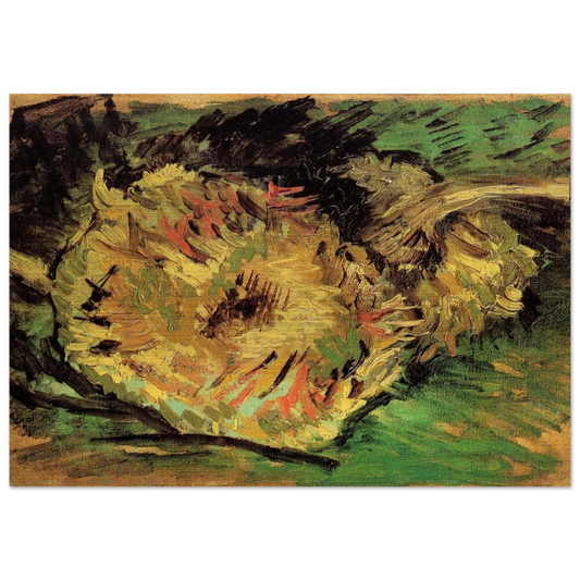 Two Cut Sunflowers - Vincent van Gogh Brushed Aluminum Print - 70x100 cm / 28x40 inches | Vincent van Gogh Aluminum Print | Vincent van Gogh Prints