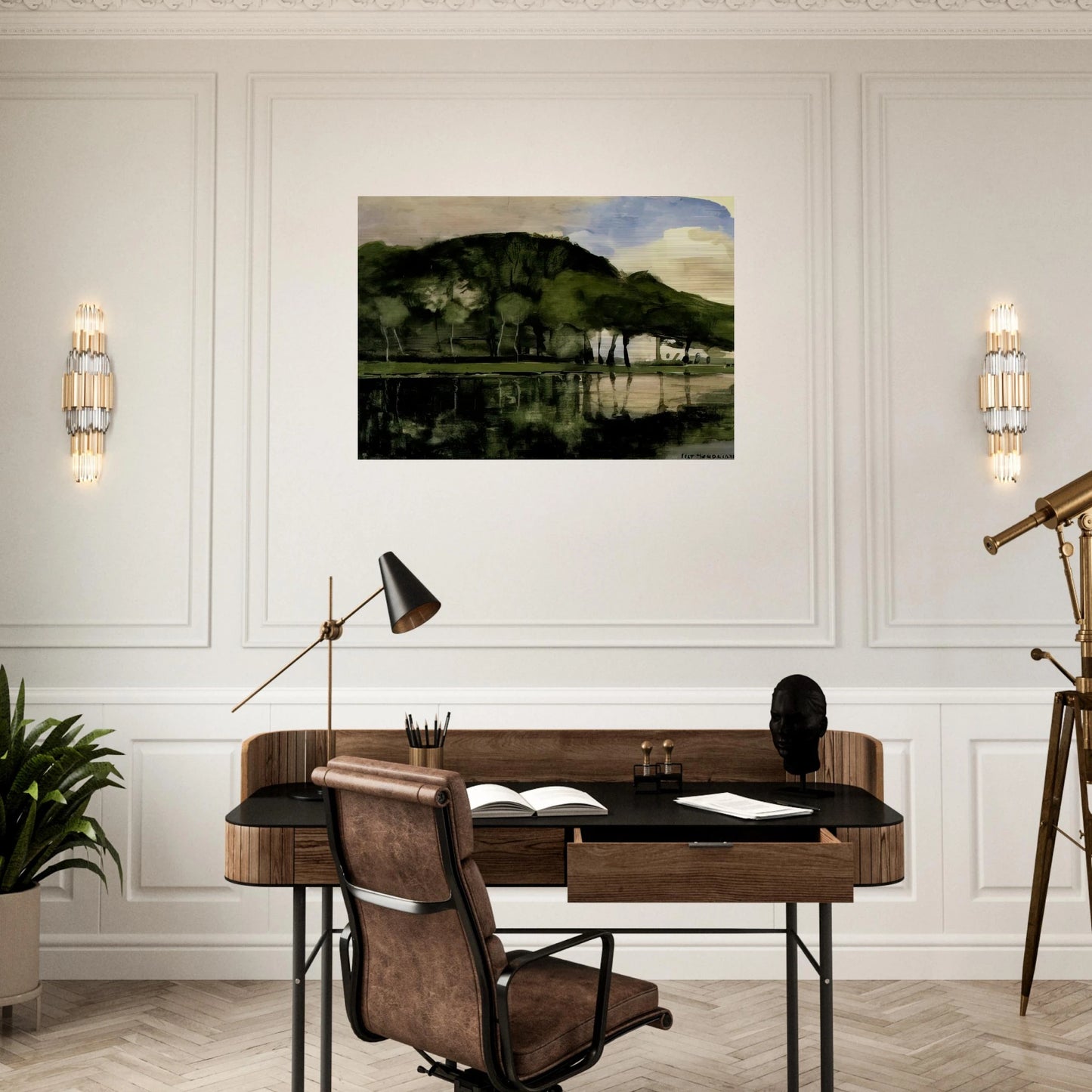 Along the Amstel - Piet Mondrian Brushed Aluminum Print - 70x100 cm / 28x40 inches | Piet Mondrian Aluminum Print | Piet Mondrian Prints
