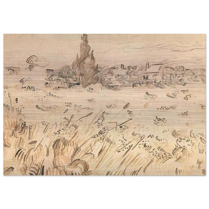 Wheat Field with Cypresses - Vincent van Gogh Brushed Aluminum Print - 70x100 cm / 28x40 inches | Vincent van Gogh Aluminum Print | Vincent van Gogh Prints