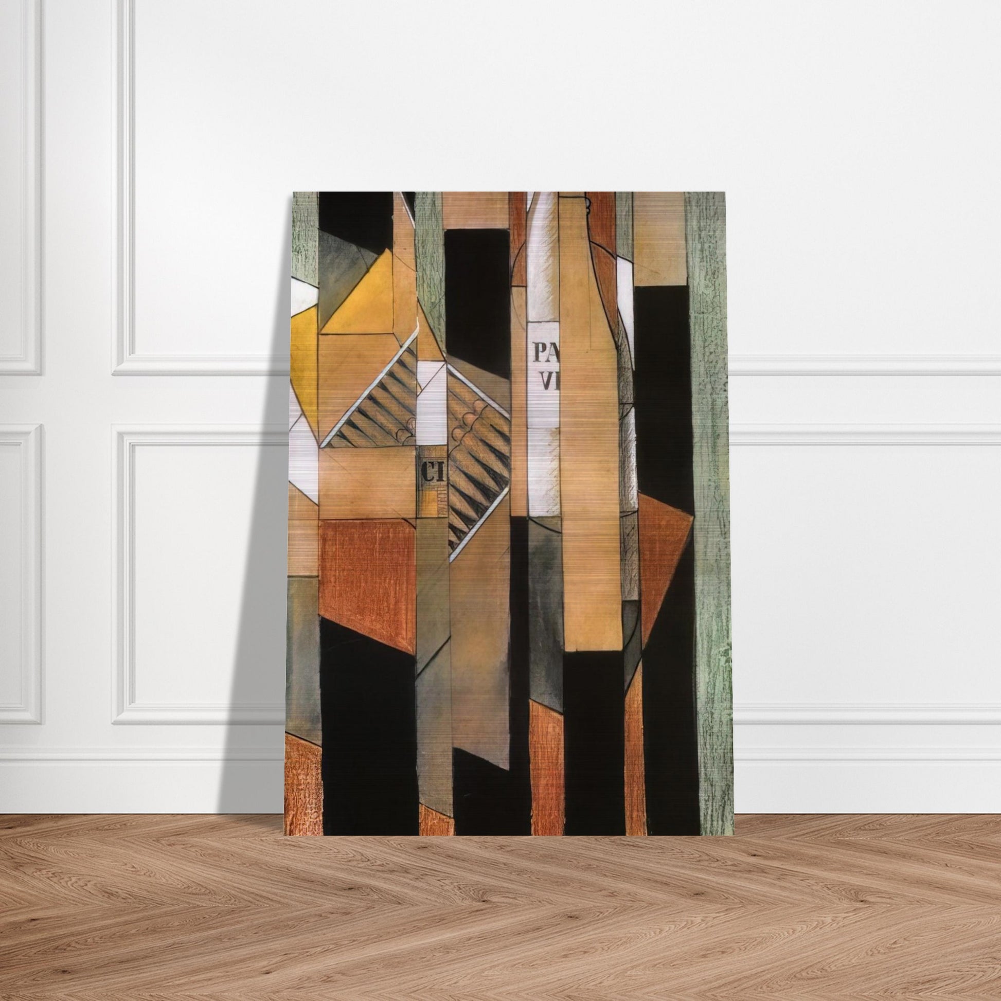 STILL LIFE WITH BOTTLE AND CIGARS 1912 - Juan Gris Brushed Aluminum Print - 70x100 cm / 28x40 inches | Juan Gris Aluminum Print | Juan Gris Prints