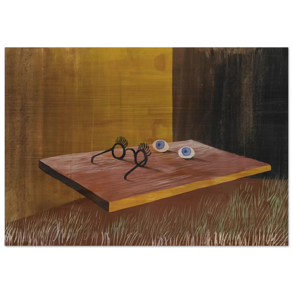 EYES ON THE TABLE 1938 - Remedios Varo Brushed Aluminum Print - 70x100 cm / 28x40 inches | Remedios Varo Aluminum Print | Remedios Varo Prints