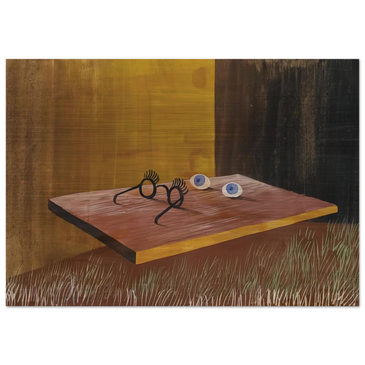 EYES ON THE TABLE 1938 - Remedios Varo Brushed Aluminum Print - 70x100 cm / 28x40 inches | Remedios Varo Aluminum Print | Remedios Varo Prints