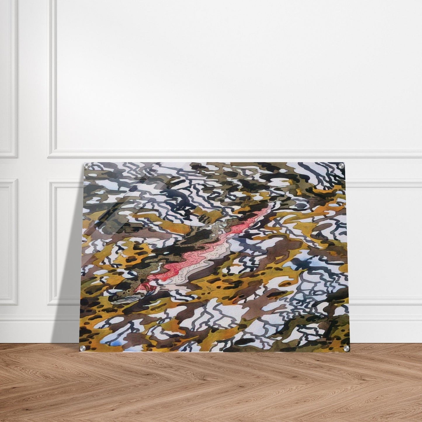 Trout and Reflected Tree - 1985 - Neil Welliver Acrylic Print - 70x100 cm / 28x40″ inches | Neil Welliver Wall Art | Neil Welliver Prints