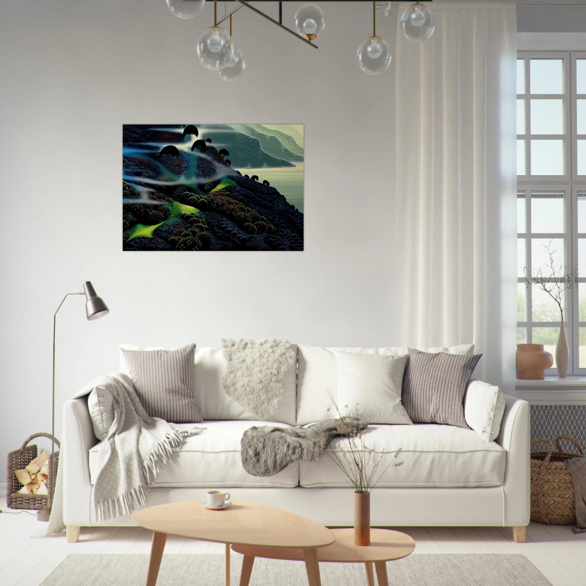 Ocean Paradise - Eyvind Earle Brushed Aluminum Print - 70x100 cm / 28x40 inches | Eyvind Earle Aluminum Print | Eyvind Earle Prints