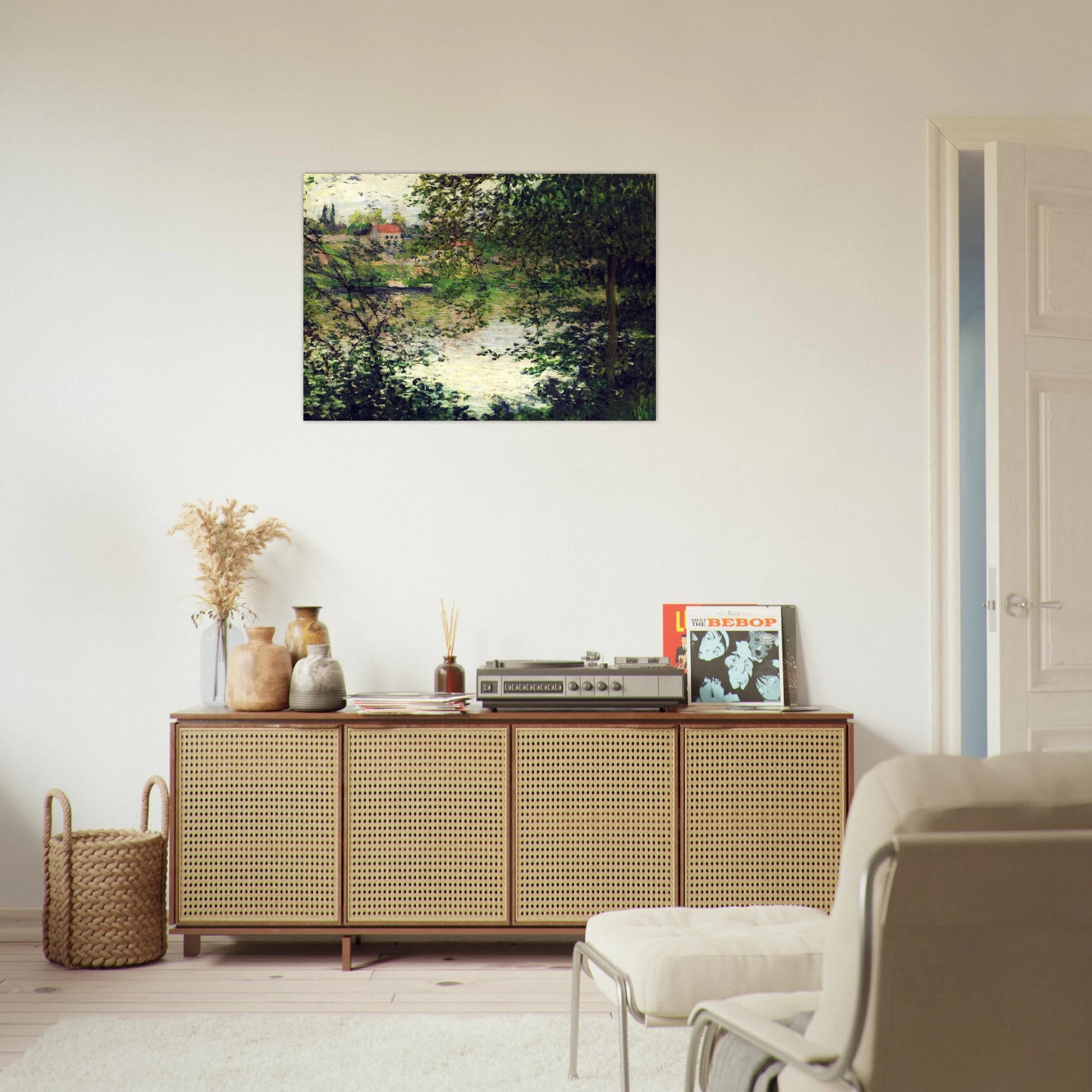 Ile de La Grande Jatte Through the Trees - claude monet Brushed Aluminum Print - 70x100 cm / 28x40 inches | claude monet Aluminum Print | claude monet Prints