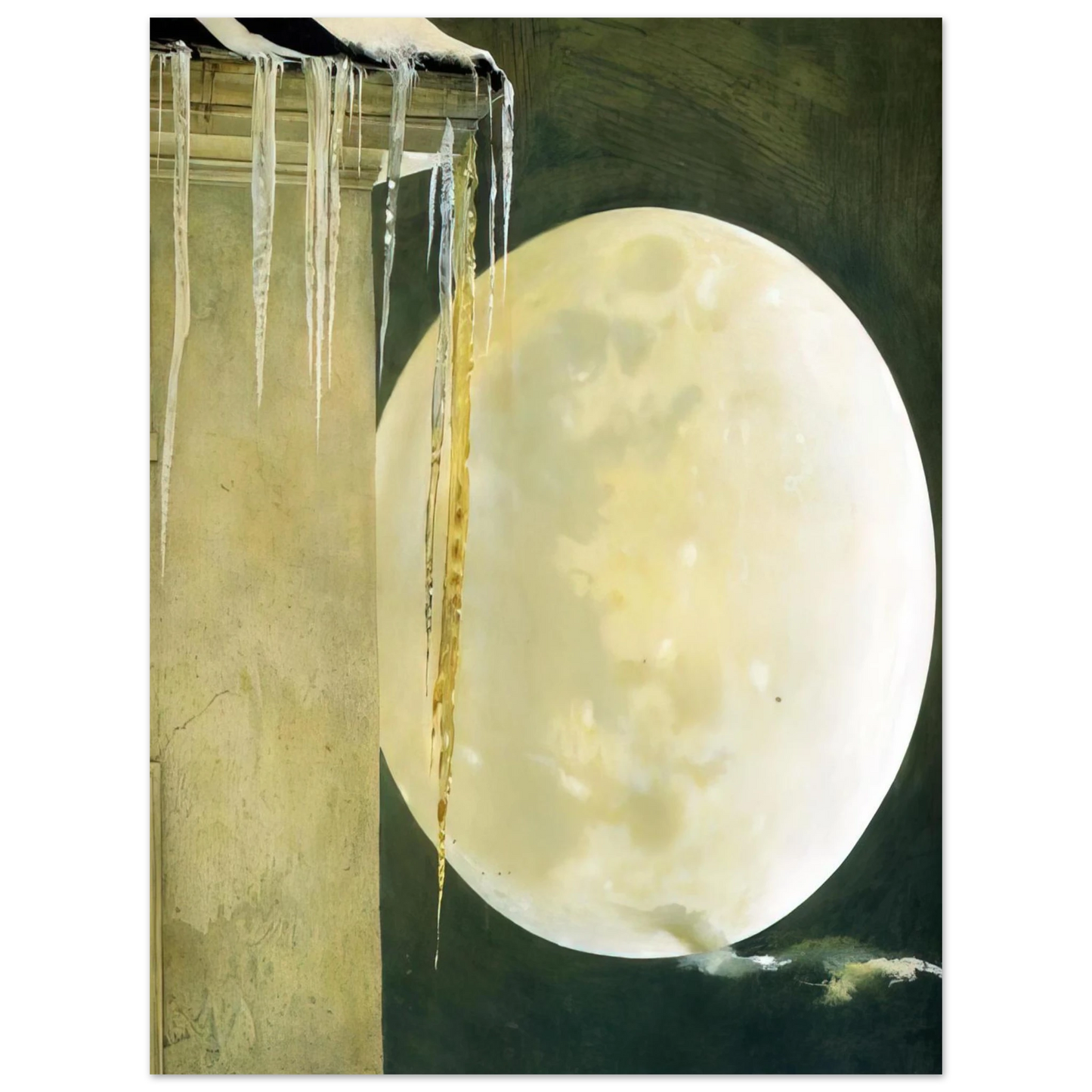 Andrew Wyeth - MOON MADNESS Wall Art - 21x29.7 cm / 8x12" - Premium Wooden Framed Poster With Fine Art Paper-canvas - Black frame