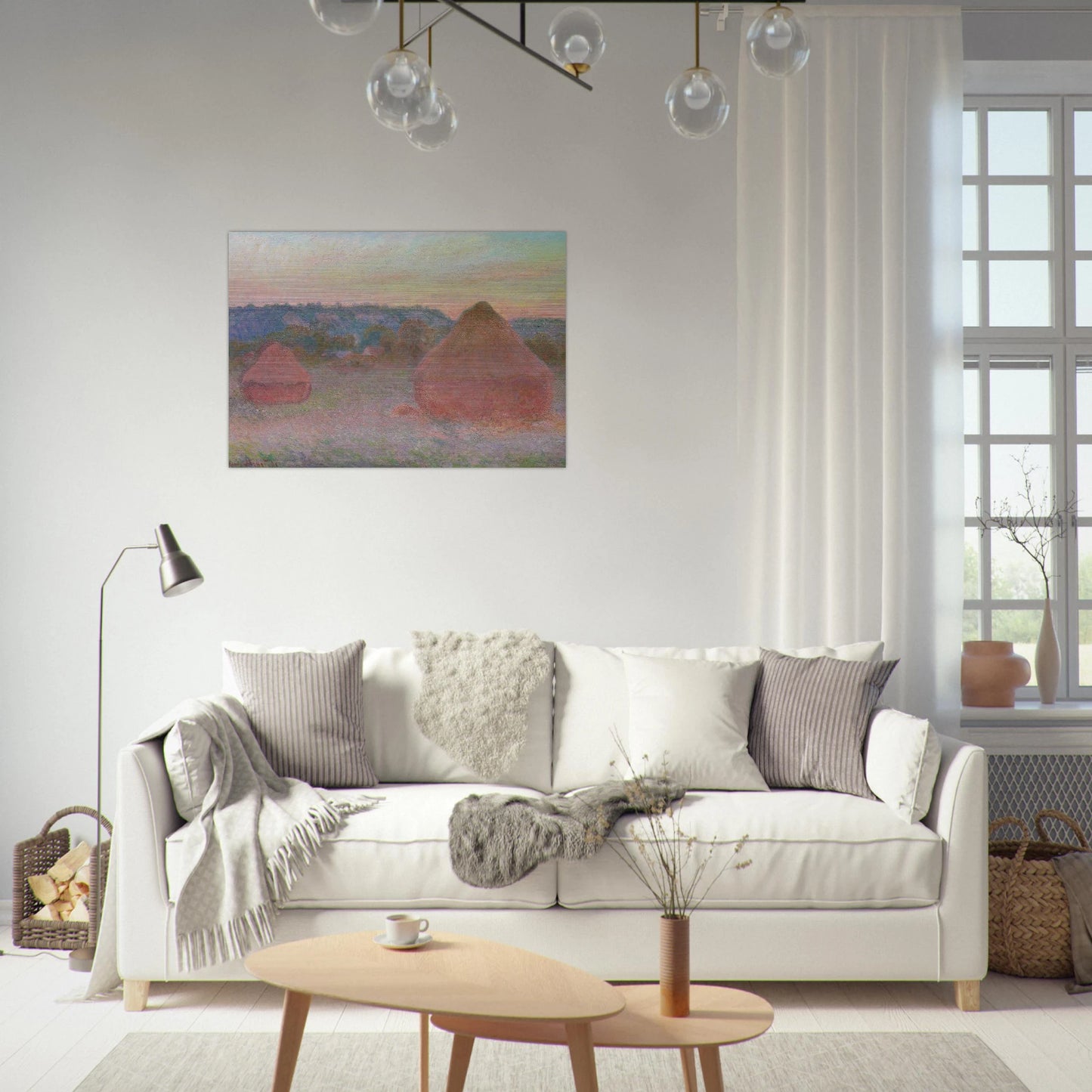 Stacks of Wheat End of Day, Autumn - claude monet Brushed Aluminum Print - 70x100 cm / 28x40 inches | claude monet Aluminum Print | claude monet Prints