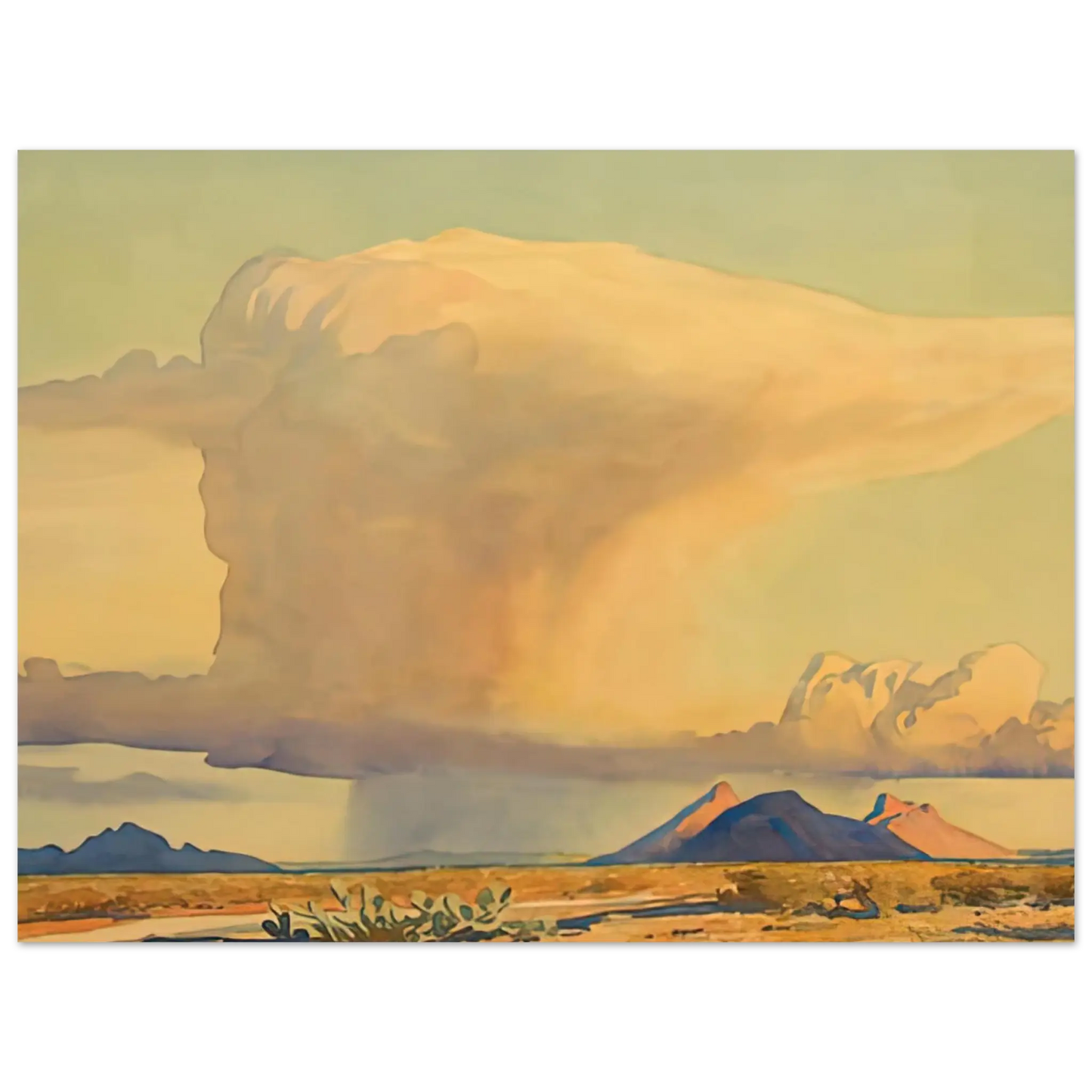 Maynard Dixon - DROUGHT AND DOWNPOUR 1944 Wall art - 13x18 cm / 5x7 Inches - Premium Wooden Framed Poster With Fine Art Paper - Black frame