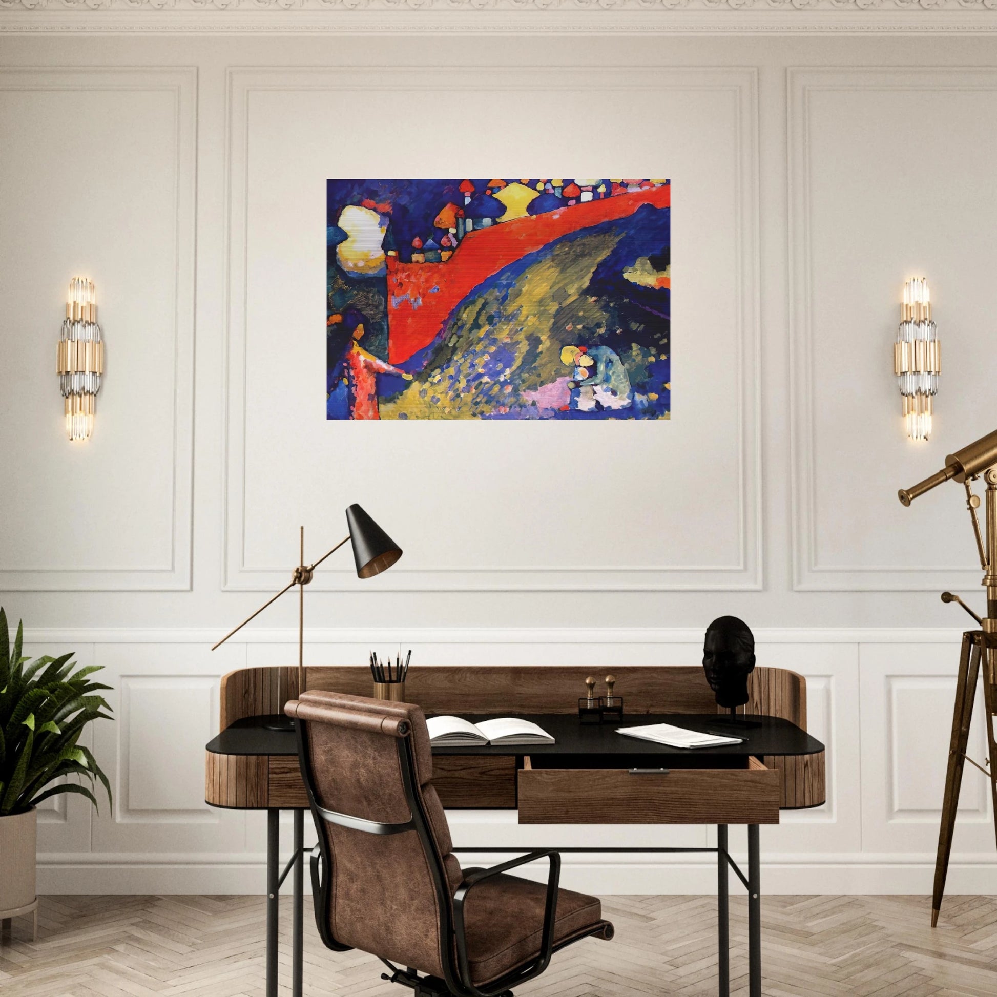 RED WALL DESTINY 1909 - Wassily Kandinsky Brushed Aluminum Print - 70x100 cm / 28x40 inches | Wassily Kandinsky Aluminum Print | Wassily Kandinsky Prints