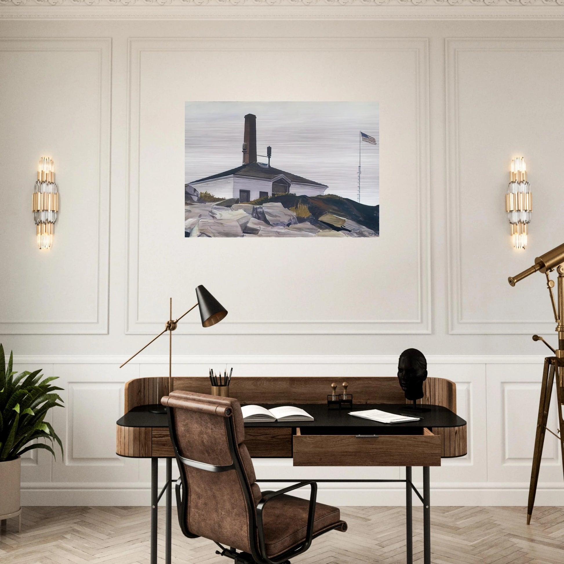 House of the Foghorn, I - Edward Hopper Brushed Aluminum Print - 70x100 cm / 28x40 inches | Edward Hopper Aluminum Print | Edward Hopper Prints