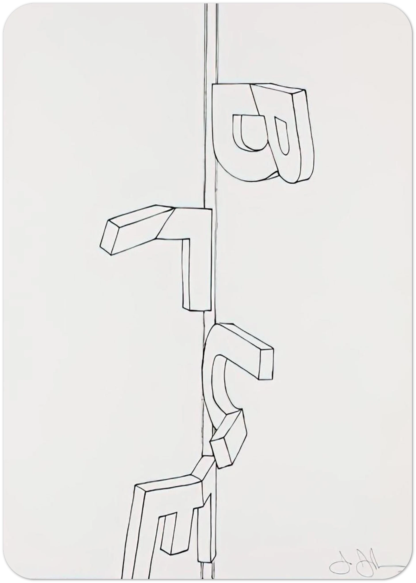 BENT BLUE 1971 By Jasper Johns Pack of 10 Post Cards | Jasper Johns Post Cards | A6 (10.5 x 14.8 cm) - 4.1 x 5.8 inches