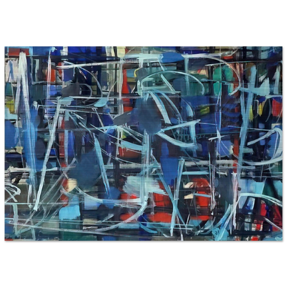 Abstract in Blue - 1950 - Robert Goodnough Brushed Aluminum Print - 70x100 cm / 28x40 inches | Robert Goodnough Aluminum Print | Robert Goodnough Prints