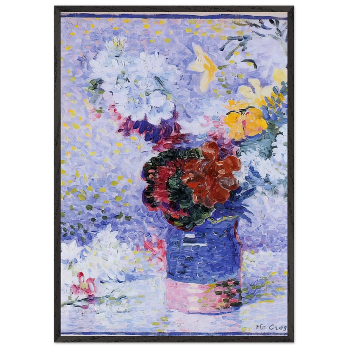 Flowers in a Glass - Henri-Edmond Cross 70x100 cm / 28x40 inches Framed Art Print – Black Wooden Frame