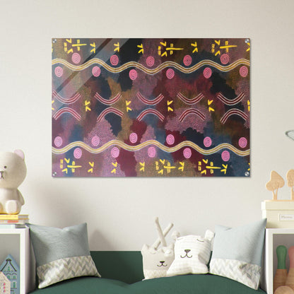 Possum  Rock Wallaby Dreaming, Napperby - 1990 - Clifford Possum Tjapaltjarri Acrylic Print - 70x100 cm / 28x40″ inches
