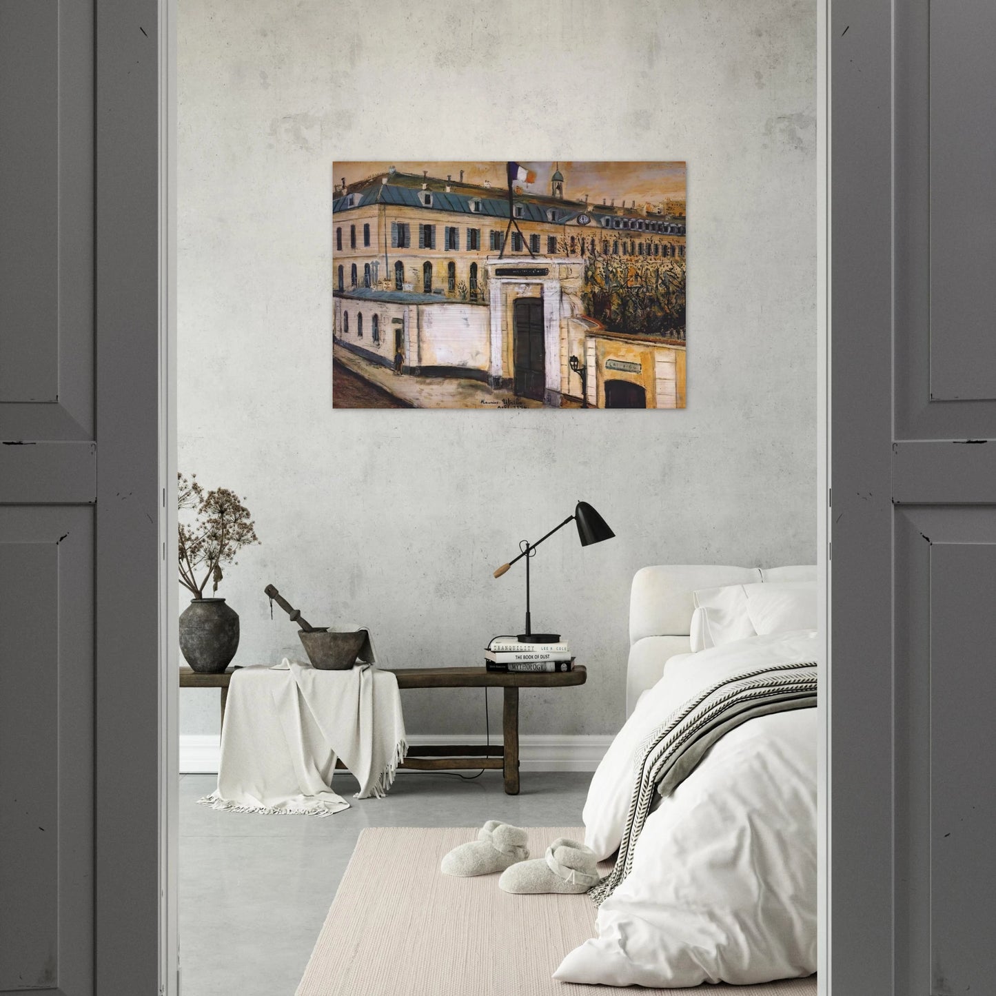 MILITARY HOSPITAL - Maurice Utrillo Brushed Aluminum Print - 70x100 cm / 28x40 inches | Maurice Utrillo Aluminum Print | Maurice Utrillo Prints