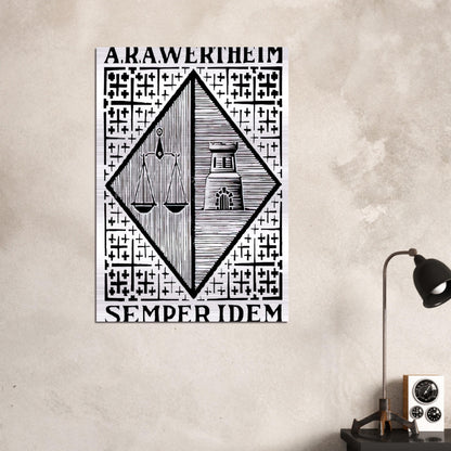 BOOKPLATE A R A WERTHEIM - MC Escher Brushed Aluminum Print - 70x100 cm / 28x40 inches | MC Escher Aluminum Print | MC Escher Prints