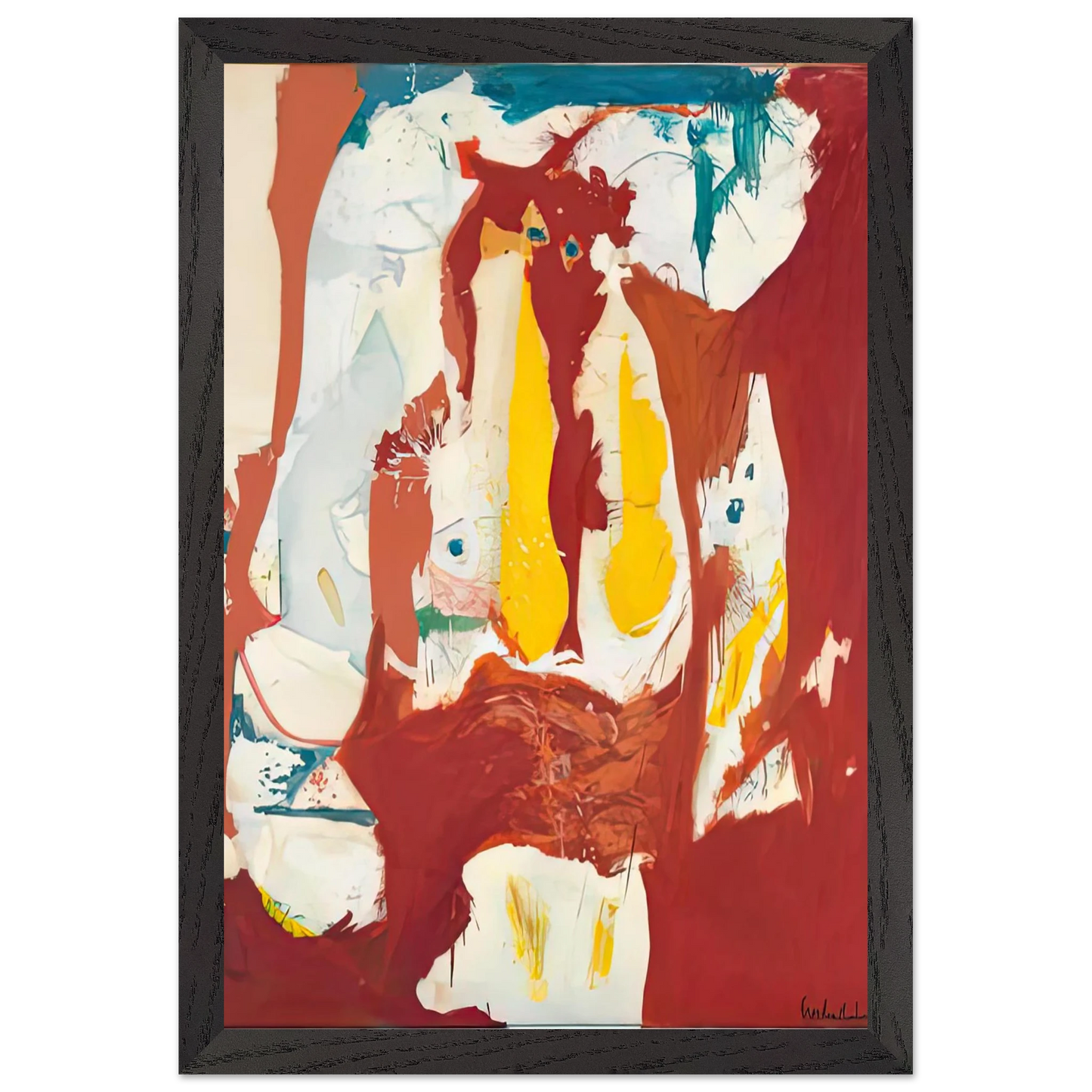 Helen Frankenthaler - The Red Sea, 1959- Wall Art - 30x40 cm / 12x16 inches - Premium Wooden Framed Poster With Fine Art Paper-canvas - Wood frame