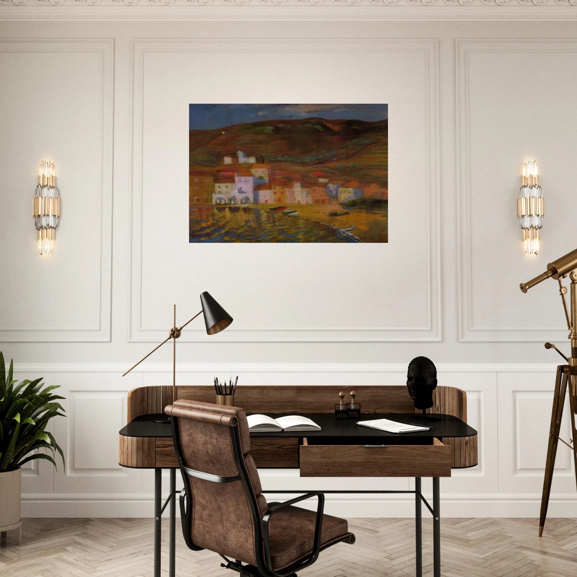 PORTDOGUE AND MOUNT PANI FROM AYUNTAMIENTO - Salvador Dali Brushed Aluminum Print - 70x100 cm / 28x40 inches | Salvador Dali Aluminum Print | Salvador Dali Prints