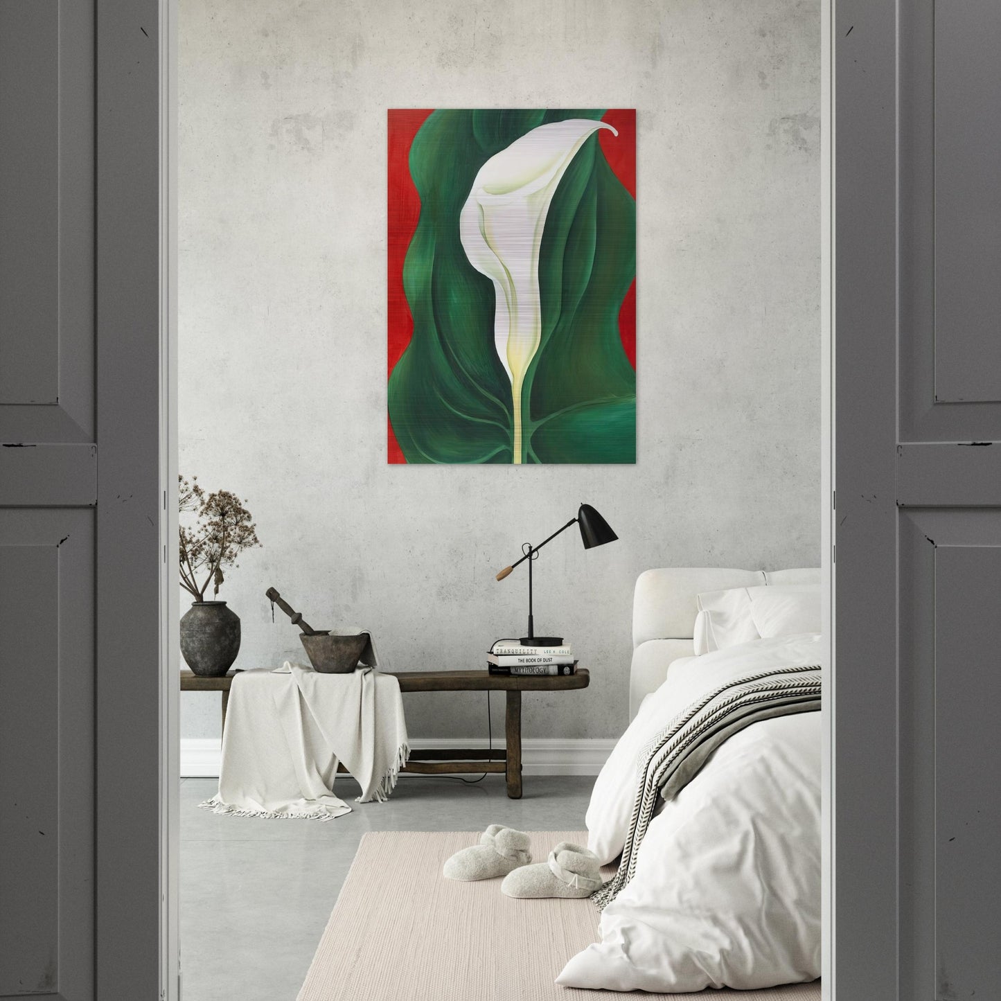 Single Calla Lily  Red  - Georgia O'Keeffe Brushed Aluminum Print - 70x100 cm / 28x40 inches | Georgia O'Keeffe Aluminum Print | Georgia O'Keeffe Prints