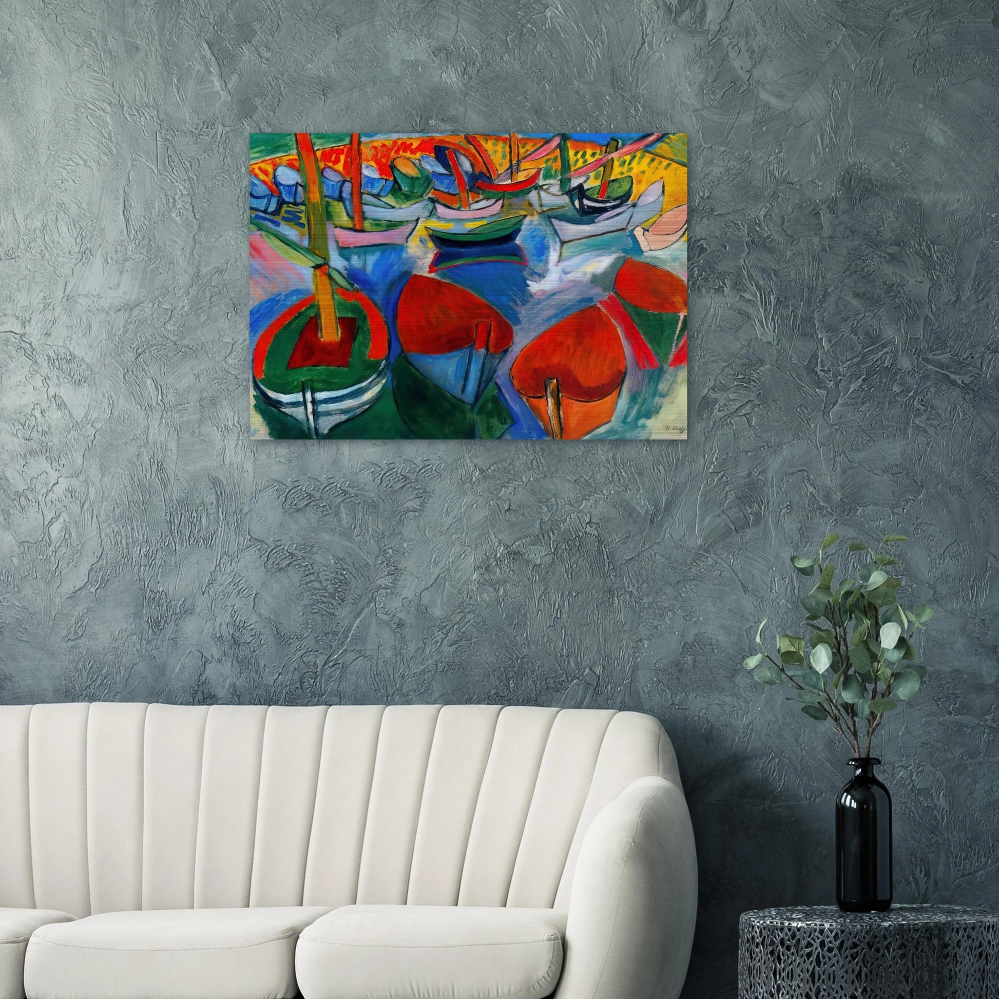 BOATS AT MARTIGUES 1908 - Raoul Dufy Brushed Aluminum Print - 70x100 cm / 28x40 inches | Raoul Dufy Aluminum Print | Raoul Dufy Prints