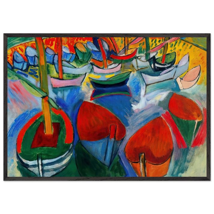 BOATS AT MARTIGUES 1908 - Raoul Dufy 70x100 cm / 28x40 inches Framed Art Print – Black Wooden Frame