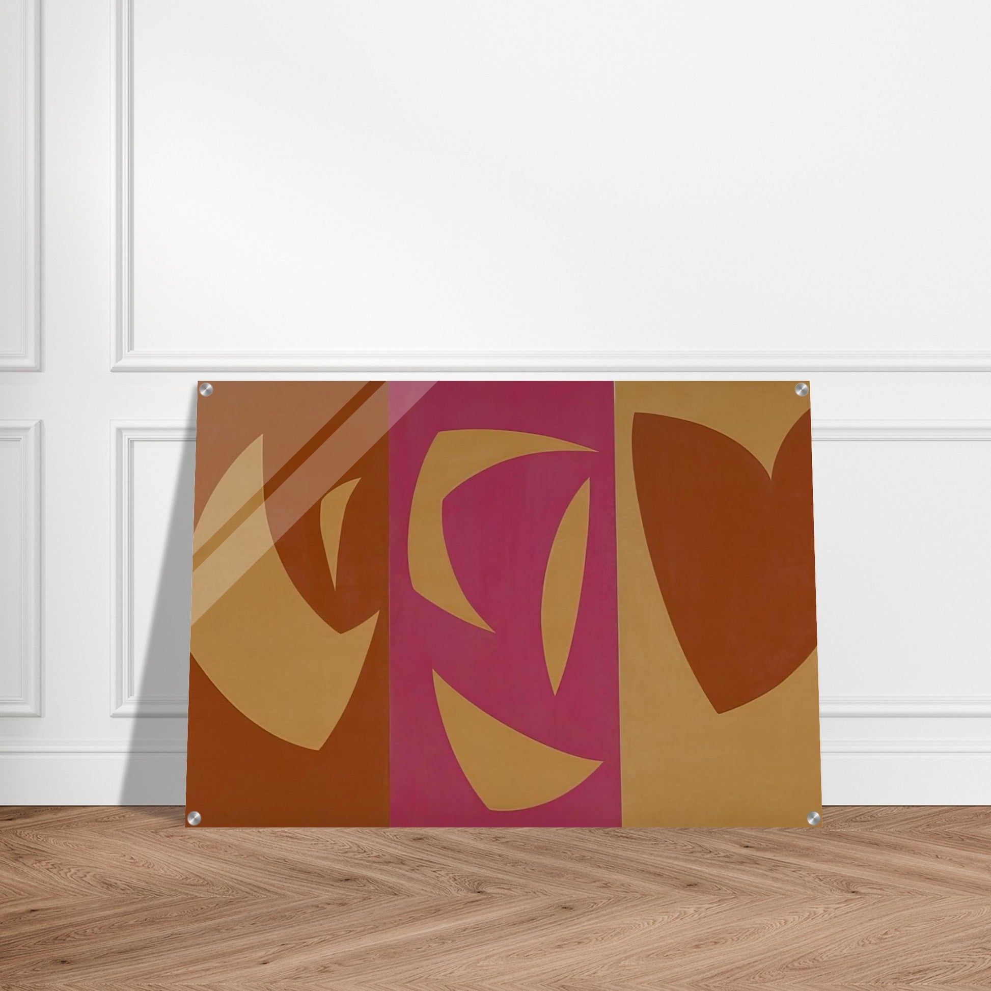 Triptyque ocre-violet-rouge - Fernand Leduc Acrylic Print - 70x100 cm / 28x40″ inches