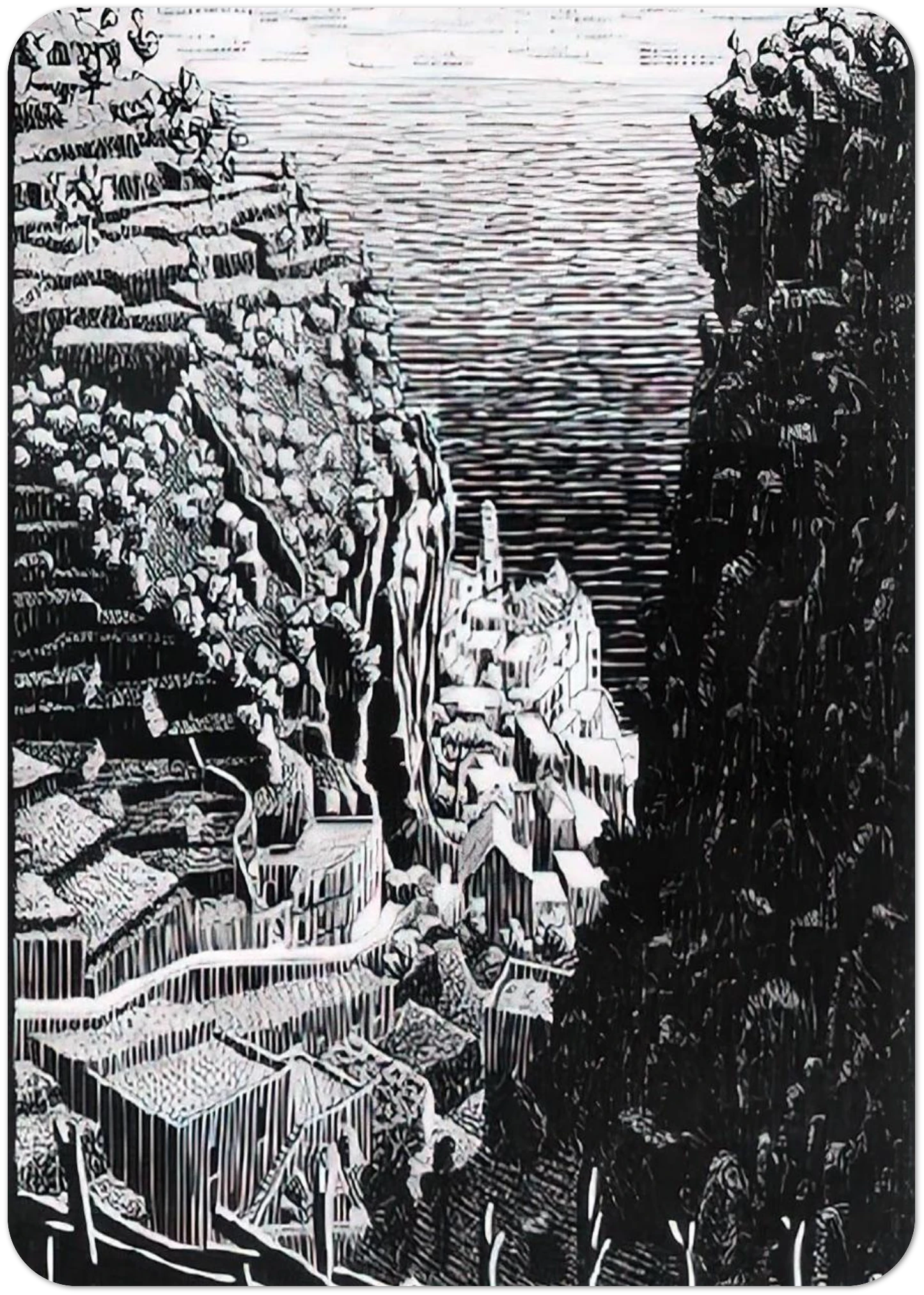 ATRANI COAST OF AMALFI 1 By MC Escher Pack of 10 Post Cards | MC Escher Post Cards | A6 (10.5 x 14.8 cm) - 4.1 x 5.8 inches