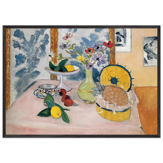 STILL LIFE WITH PINEAPPLES - Henri Matisse 70x100 cm / 28x40 inches Framed Art Print – Black Wooden Frame